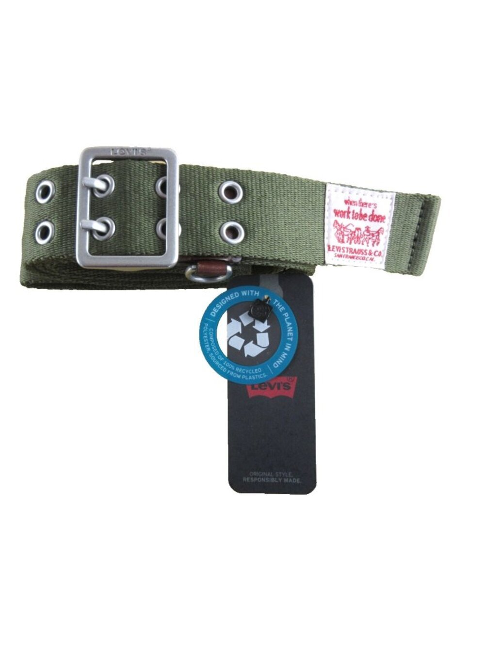 Levi's Workwear Men's Canvas Belt Metal Buckle Army Green Size Medium 34-36 NWT
